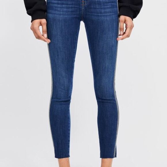 Zara BEJEWELED STRIPE JEANS Z1975 size 4 - Picture 3 of 15